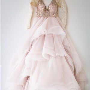 rose gold beaded wedding dress